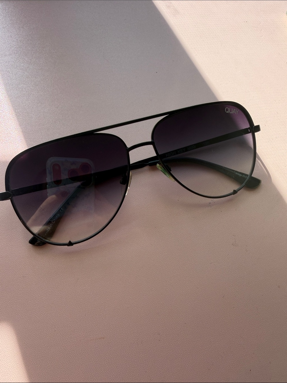 Quay Australia Black Aviator Sunglasses with Gradient Smoke Lenses
